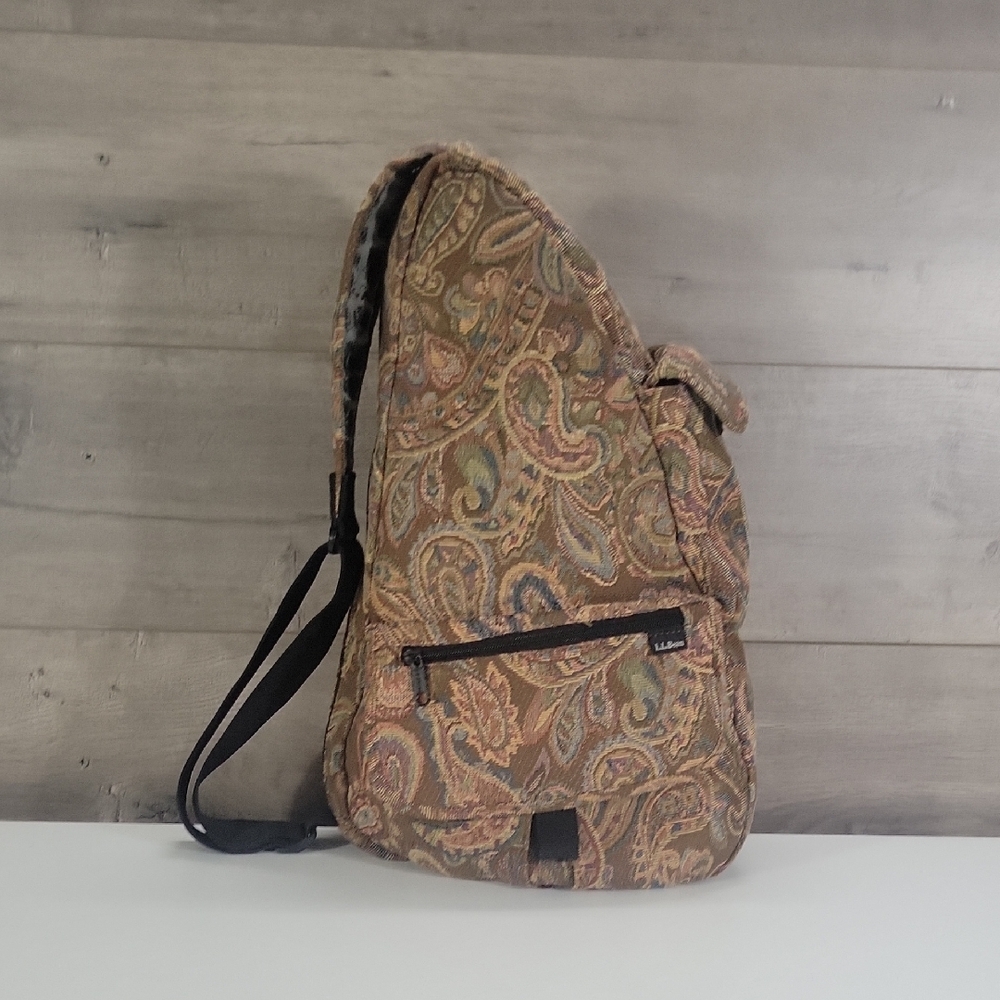 Vintage L.L. Bean Paisley Print Tapestry Sling Backpack Bag